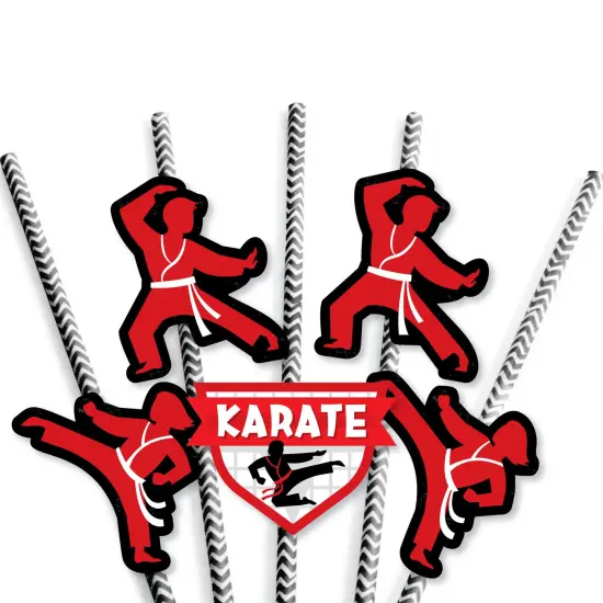 Big Dot of Happiness Karate Master - Paper Straw Decor - Martial Arts Birthday Party Striped Decorative Straws - Set of 24 {7}