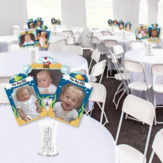 Big Dot of Happiness 1st Birthday Reeling in the Big One - Fish First Birthday Party Picture Centerpiece Sticks - Photo Table Toppers - 15 Pieces {4}