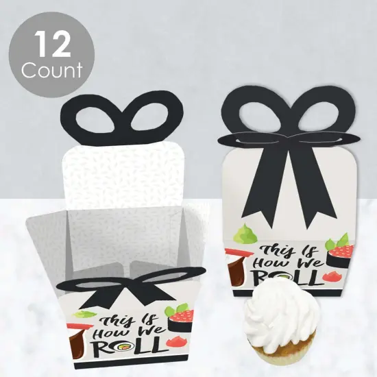 Big Dot of Happiness Let's Roll - Sushi - Square Favor Gift Boxes - Japanese Party Bow Boxes - Set of 12 {4}