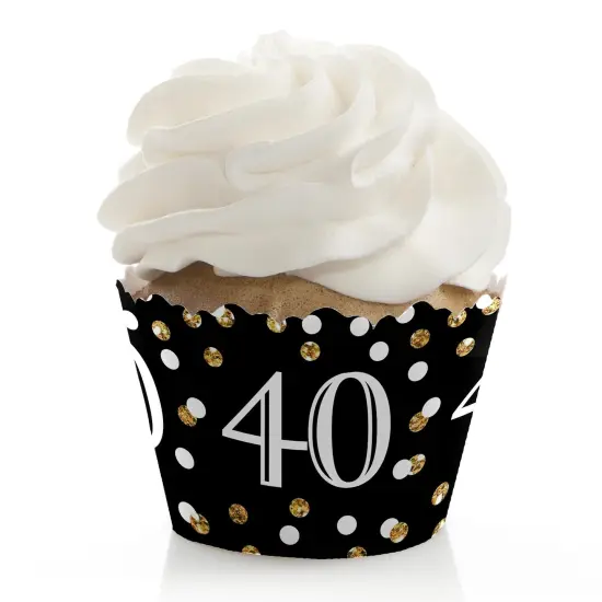 Big Dot of Happiness Adult 40th Birthday - Gold - Birthday Party Decorations - Party Cupcake Wrappers - Set of 12 {1}