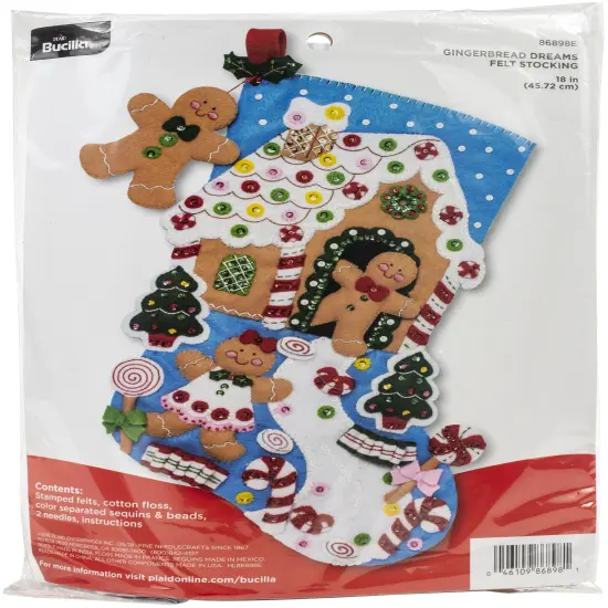 Bucilla Felt Stocking Applique Kit 18" Long-Gingerbread Dreams {1}