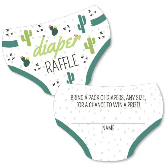 Big Dot of Happiness Prickly Cactus Party - Diaper Shaped Raffle Ticket Inserts - Fiesta Baby Shower Activities - Diaper Raffle Game - Set of 24 {1}