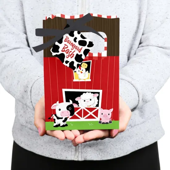 Big Dot of Happiness Farm Animals - Baby Shower or Birthday Party Favor Boxes - Set of 12 {6}