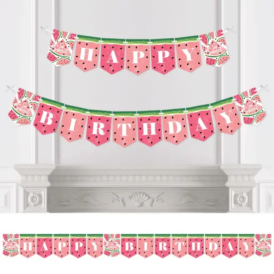 Big Dot of Happiness Sweet Watermelon - Birthday Party Bunting Banner - Party Decorations - Happy Birthday {1}