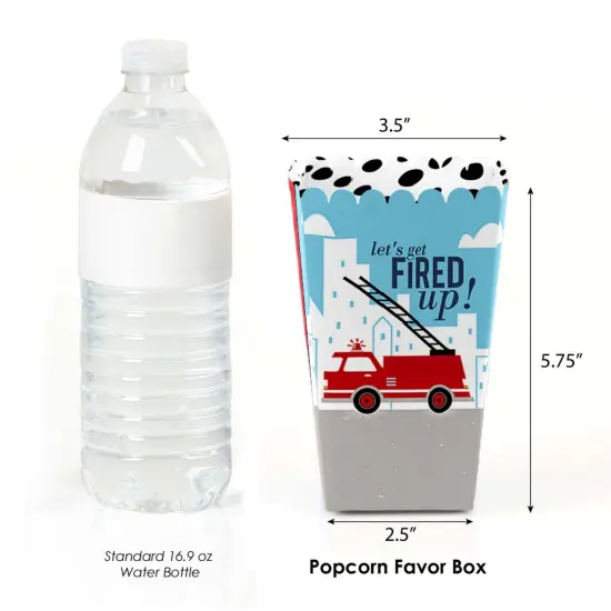 Big Dot of Happiness Fired Up Fire Truck - Firefighter Firetruck Baby Shower or Birthday Party Favor Popcorn Treat Boxes - Set of 12 {3}