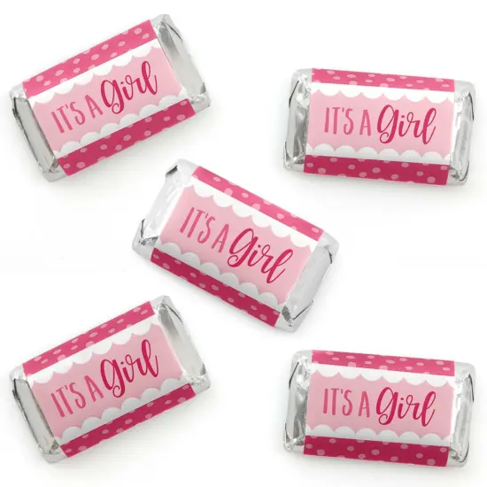 Big Dot of Happiness It&rsquo;s a Girl - Mini Candy Bar Wrapper Stickers - Pink Baby Shower Small Favors - 40 Count {1}