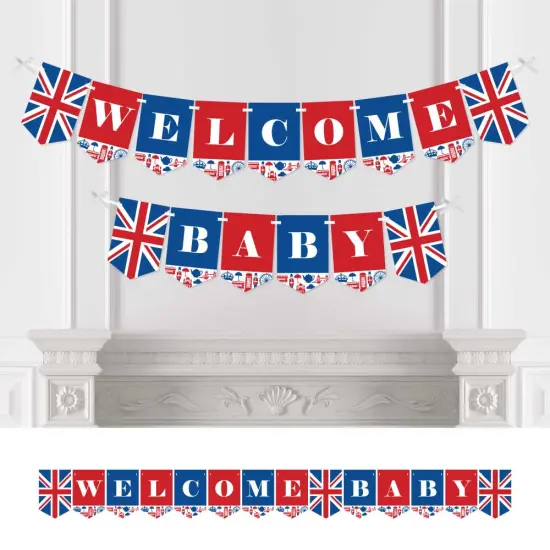 Big Dot of Happiness Cheerio, London - British UK Baby Shower Bunting Banner - Party Decorations - Welcome Baby {1}