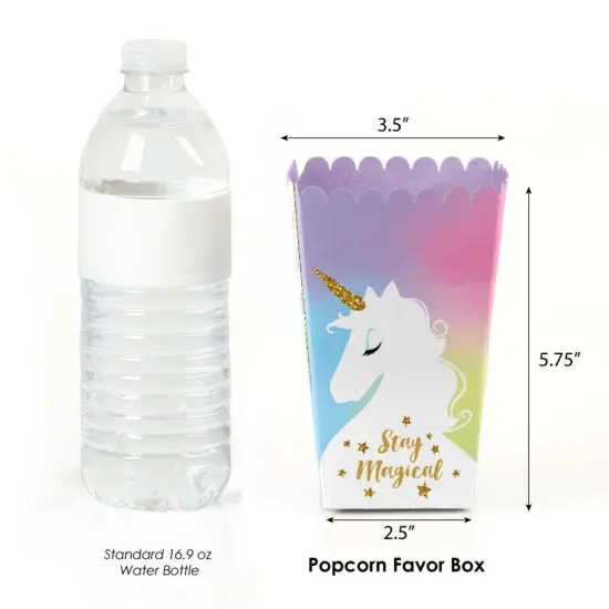 Big Dot of Happiness Stay Magical Rainbow Unicorn - Magical Unicorn Baby Shower or Birthday Party Favor Popcorn Treat Boxes - Set of 12 {3}