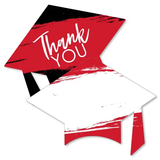 Big Dot of Happiness Red Grad - Best is Yet to Come - Shaped Thank You Cards - Red Graduation Party Thank You Note Cards with Envelopes - Set of 12 {1}