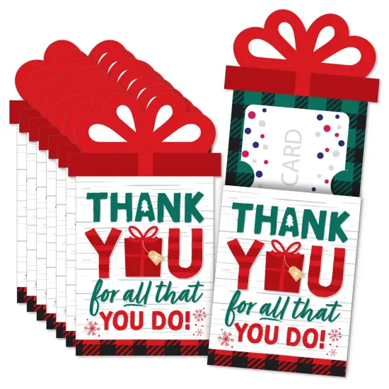 Big Dot of Happiness Holiday Thank You - Christmas Appreciation Money and Gift Card Sleeves - Nifty Gifty Card Holders - Set of 8 {1}