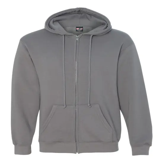 Bayside&reg; USA-Made Full Zip Hooded Sweatshirt Charcoal {1}