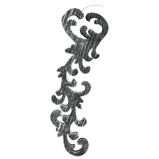 Roman Set of 2 Black and Gray Scrollwork Christmas Ornaments 10.5" {6}