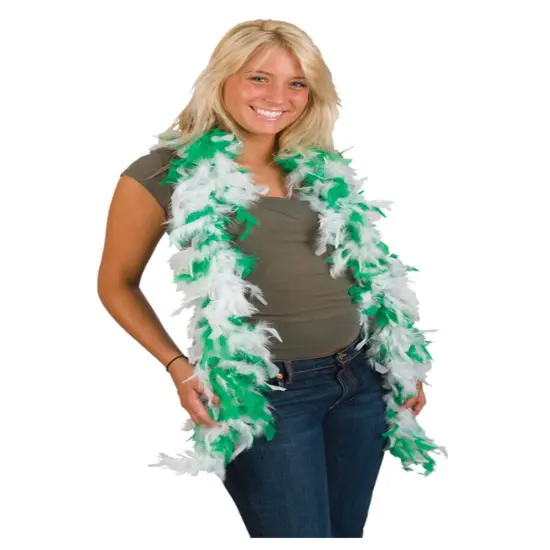 Large Green And White St. Patrick's Day Irish Feather Boa {1}