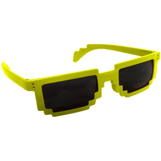 Yellow 80's 8-Bit Pixelated Videogame Pixels Sunglasses Costume Accessory {1}