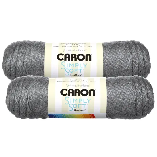 (Pack of 2) Caron Simply Soft Heathers Yarn-Grey Heather {1}