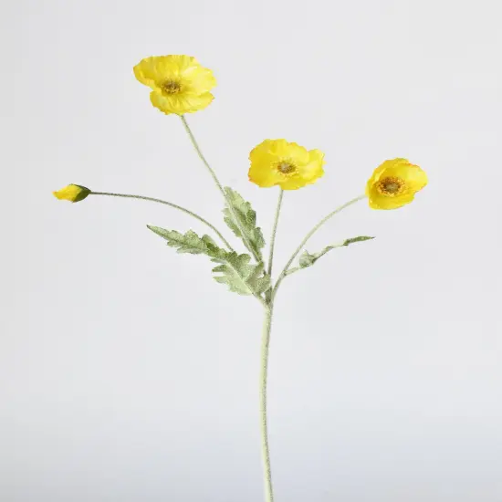 24" Faux Yellow Poppy Stem {2}