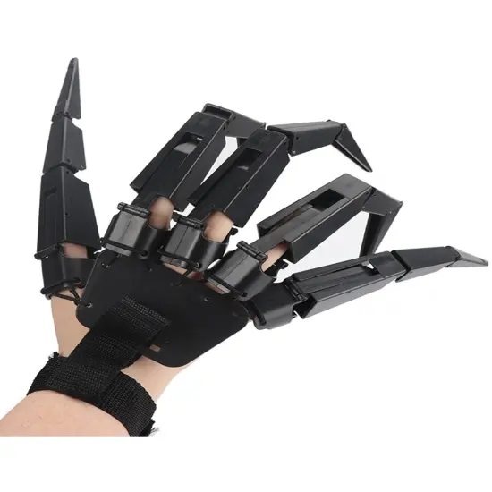 Adult's Black Articulating Fingers Right Hand Glove Costume Accessory {1}