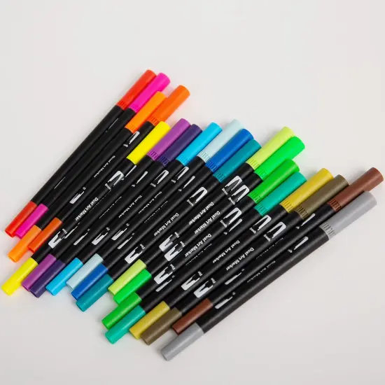 32 Colored Pens Fine Point Highlighter Pen & Brush for Adult Kids Coloring Journaling Note Taking Planner {3}