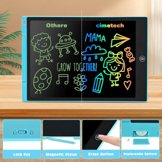 12 Inch LCD Writing Tablet Doodle Board Pad, Colorful Drawing Tablets Educational Toys, Christmas Birthday Gifts for 3 4 5 6 7 8 Years Old Girls Boys (Blue) {6}