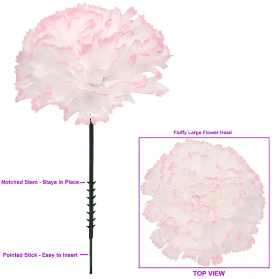 100-Pack Peppermint Carnation Picks with 5-Inch Stems and 3.5-Inch Blooms, Festive Floral Accents for Weddings, Events, and Holiday Decor, Floral Home by Artificial Flowers {2}