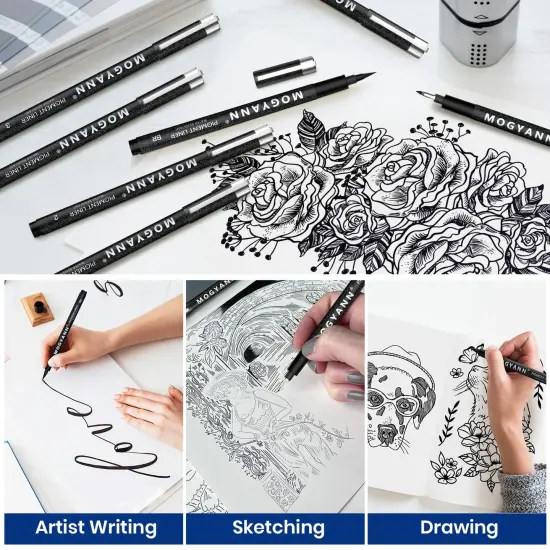 Art Pens, Black Drawing Pens 8 size Ink Pens Set for Artist Writing, Sketching, Manga, Anime {4}