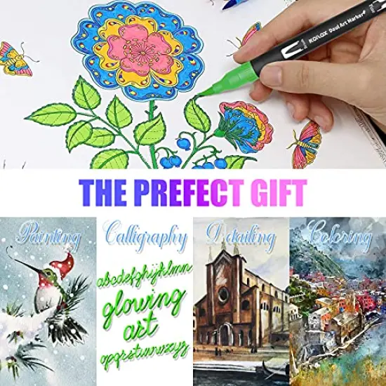 36 Color Double Ended Painting Pen, Fine line art Marker pen, Water Based Highlighter, Used for Outline, Drawing, Calligraphy and Coloring Books. (36) {4}