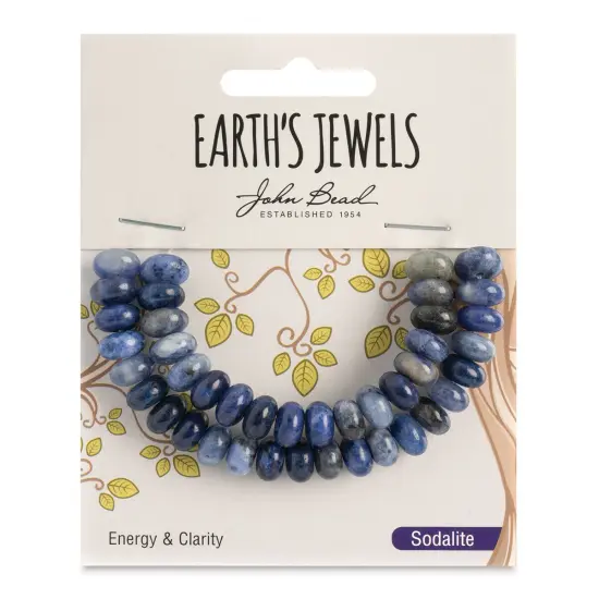John Bead Earth's Jewels Sodalite Beads - Donut Rondelle, 55 mm x 8 mm, 41 beads {1}