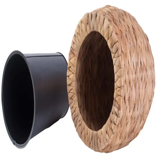 Water Hyacinth Round Floor Planter with Metal Pot {3}