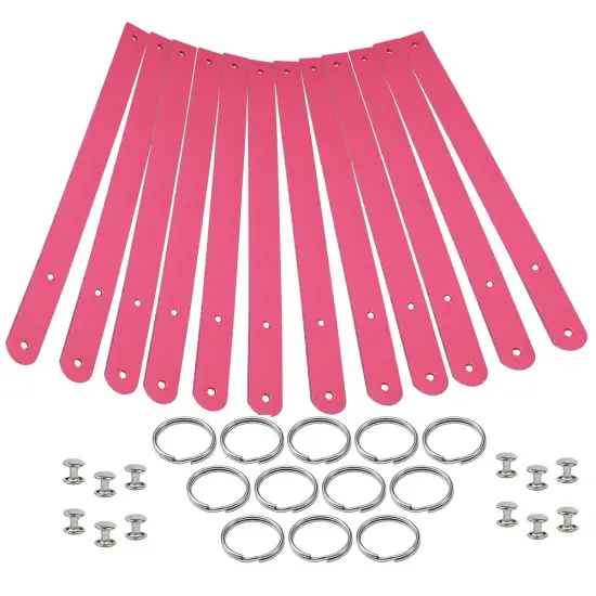Blank Leather Keyrings 12 Pack &ndash; Pre-Cut Blanks with Hardware for Hot, Foil Stamping & Engraving Hot pink {1}