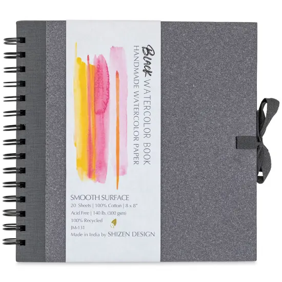 Shizen Design Black Watercolor Journal - 8" x 8", Smooth {1}
