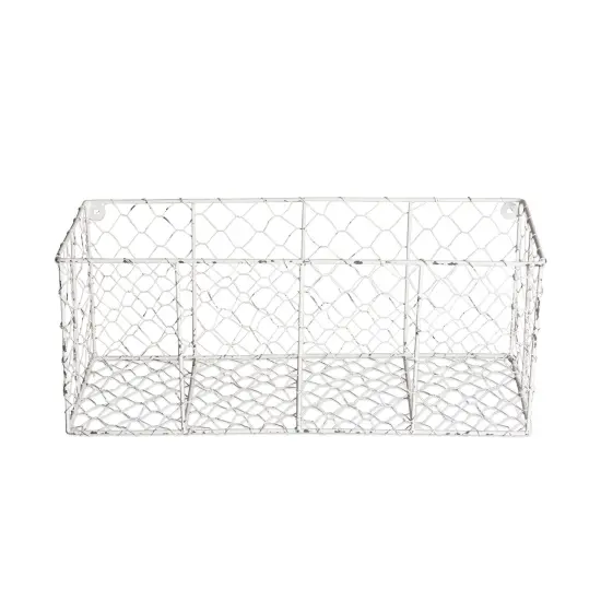 DII Vintage Grey Chickenwire Flatware Caddy With Clear Jars {2}