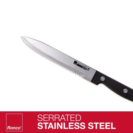 Ronco 4 Piece Steak Knife Set, Stainless-Steel Serrated Blades, Full-Tang Triple-Riveted Knives {3}