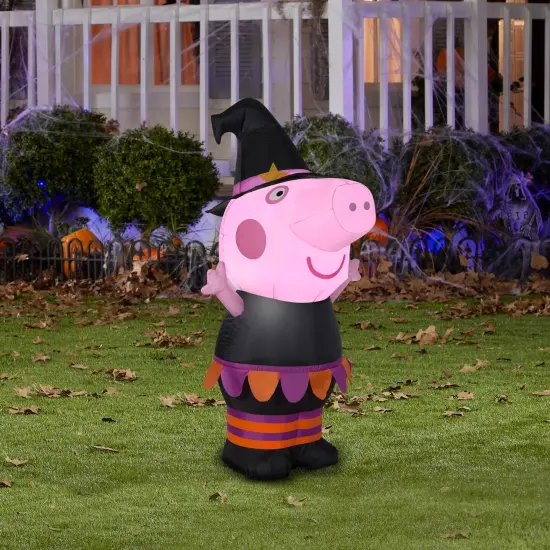 3.5' Gemmy Airblown Halloween Peppa the Pig as Witch 225471 {2}