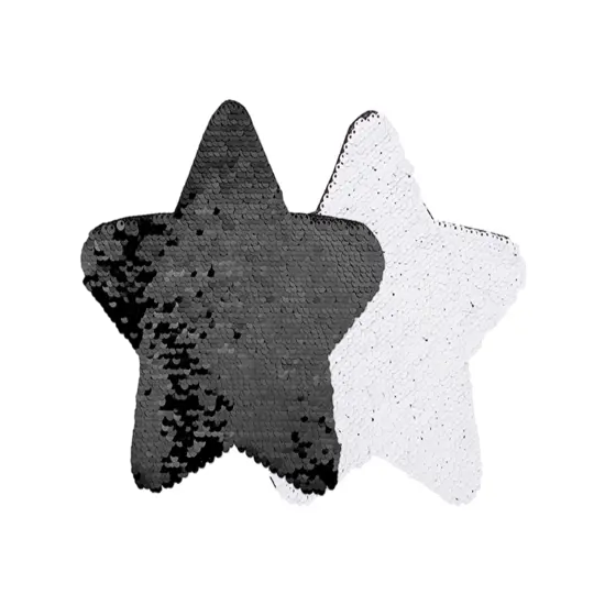 7" Black Star Sequin Sublimation Patches - 2 Pack {1}