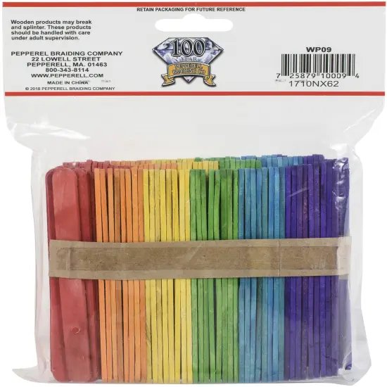 Pepperell Crafts Craft Sticks 4.5"X.375" 150/Pkg-Colorful {2}