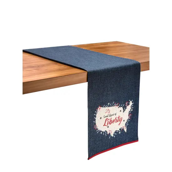Liberty Map of USA 4th of July Patriotic Cotton Table Runner 13" x 72" {1}