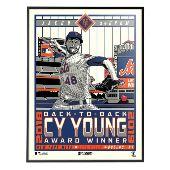 Phenom Gallery New York Mets Jacob DeGrom Back To Back Cy Young 18" x 24" Serigraph {2}
