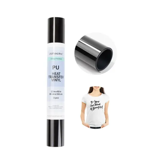 Black Glossy Heat Transfer Vinyl Roll {1}