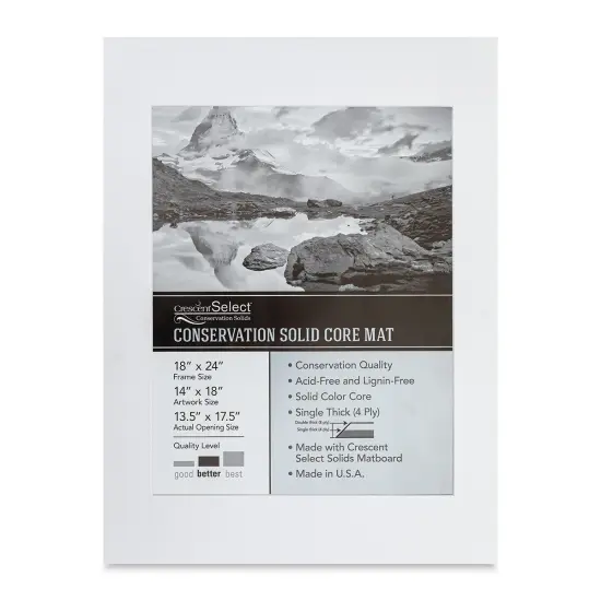 Crescent Select Conservation Solids Pre-Cut Mat - Vivid White, 4 ply, 18" x 24" {1}