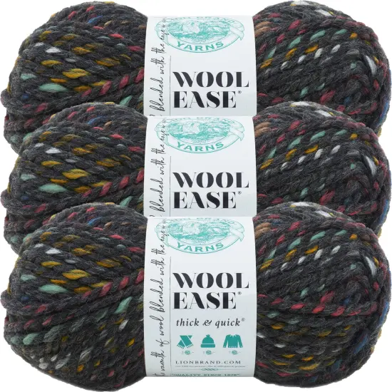 (3 Pack) Lion Brand Wool-Ease Thick & Quick Yarn - Bedrock Stripes {1}
