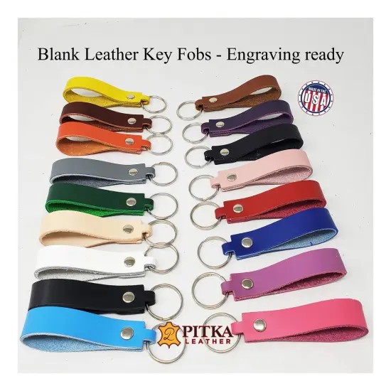 Blank Leather Keychains &ndash; DIY Engraving Kit, Pack of 10 (&frac34;" x 4.5") ALL 18 Colors {2}