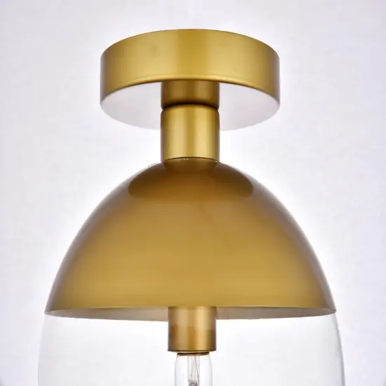 Eclipse 1 Light Brass Flush Mount With Clear Glass {6}
