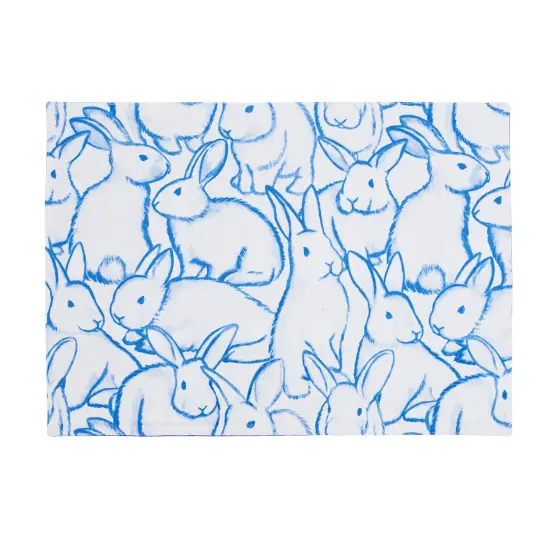 Blue Bunny Rabbits Easter Spring Cotton Single Placemats Set of 6, 14" x 20" {1}