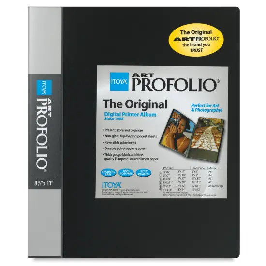 Itoya I-Series Art Profolio - 8 1/2" x 11", Black, Portrait, 36 Pages {2}