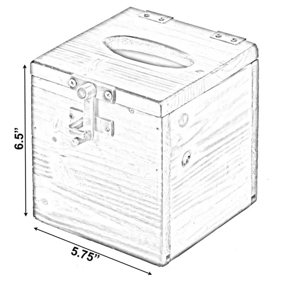 Square Wooden Rustic Lockable Tissue Box Cover Holder {4}