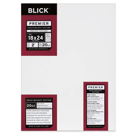 Blick Premier Heavyweight Stretched Cotton Canvas - 18" x 24", 2" Profile {1}