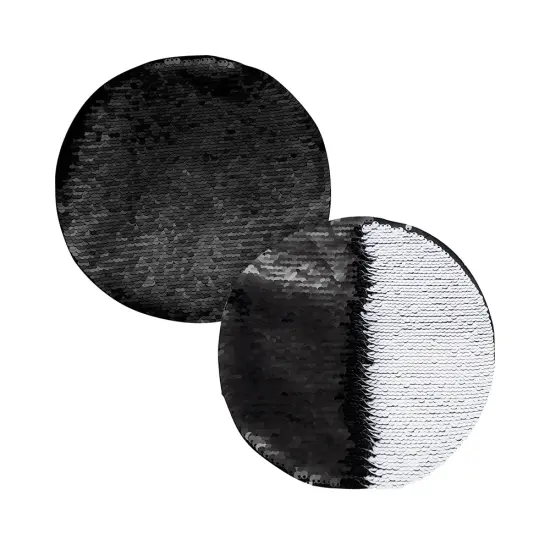 7" Black Round Sequin Sublimation Patches - 2 Pack {1}