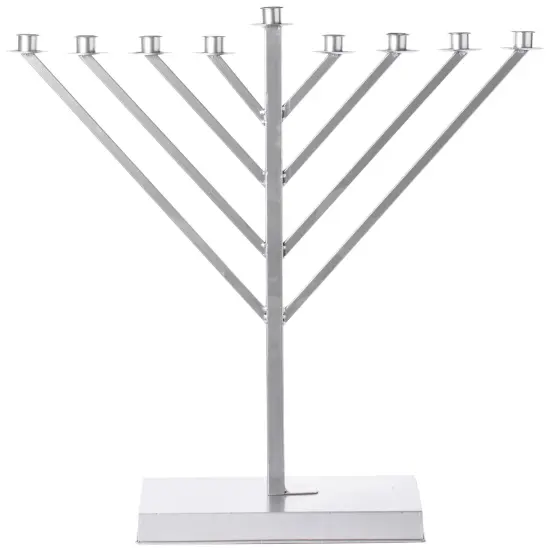 Large Metal Silver Coated Hanukkah Menorah For Synagogue {3}