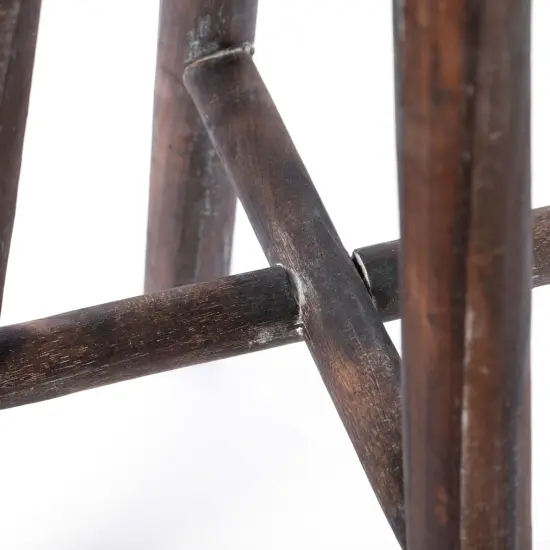Antique Round Wooden Chair Log Cabin Stools Set of 2 {6}