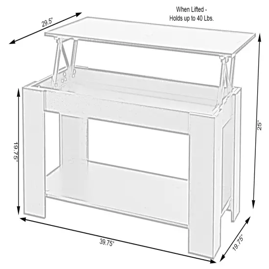 Modern Wood Coffee Table with Lift Tabletop Black {2}